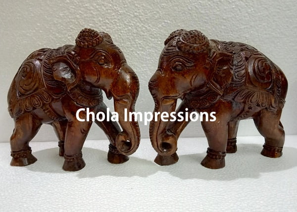 Elephant Wooden Statue Pair Elephant Wooden Statue Pair